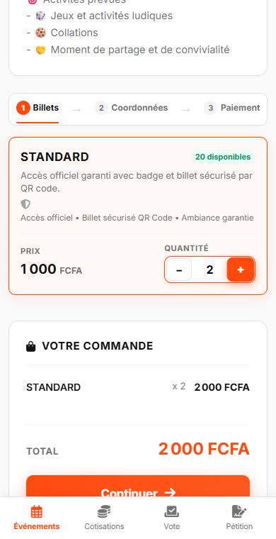 Capture : Choix du billet et de la quantité